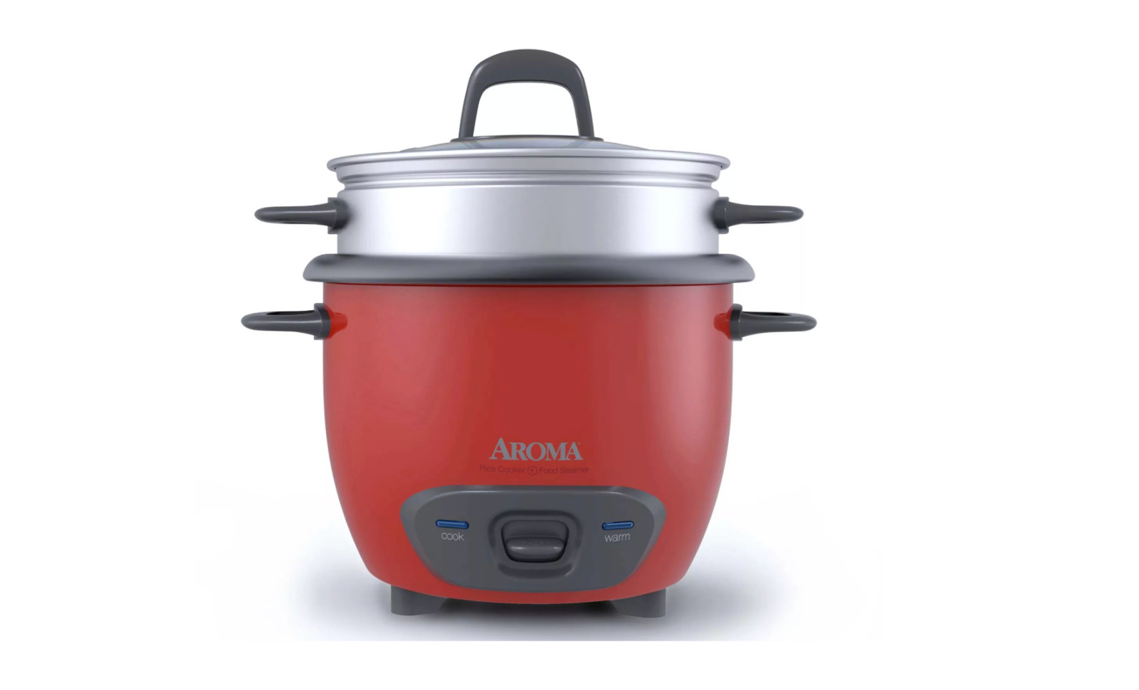 Aroma 6-Cup Pot Style Rice Cooker & Food Steamer, Red