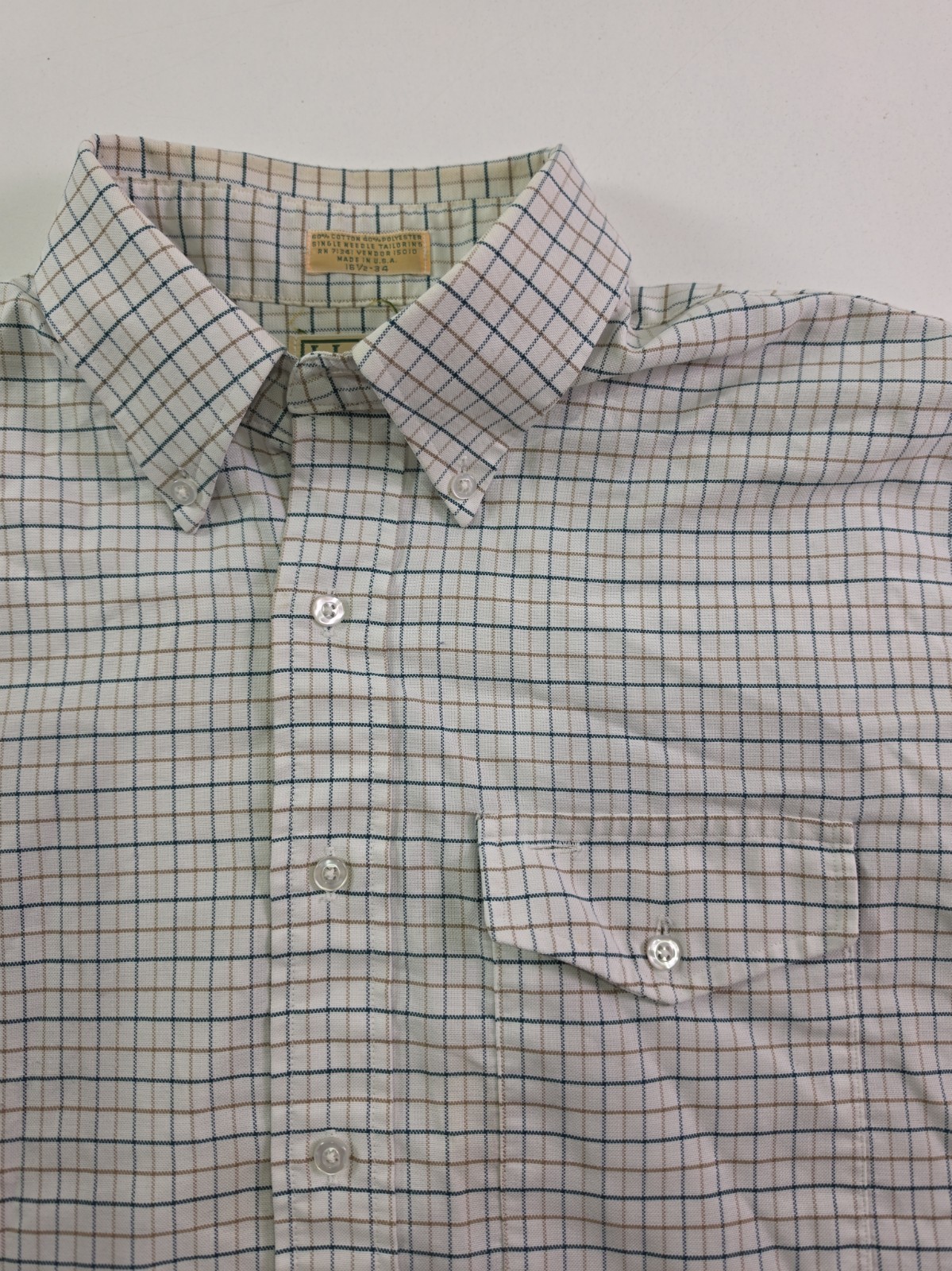 Vintage LL Bean Button Up Shirt Mens L Tattersall Check 1990s Long Sleeve USA
