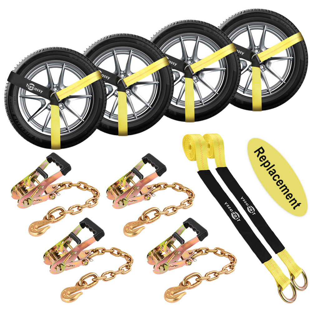 6 Pack Car Tie Down Straps Heavy Duty 10,000 lbs for Trailers Wheel Tow Ratchet