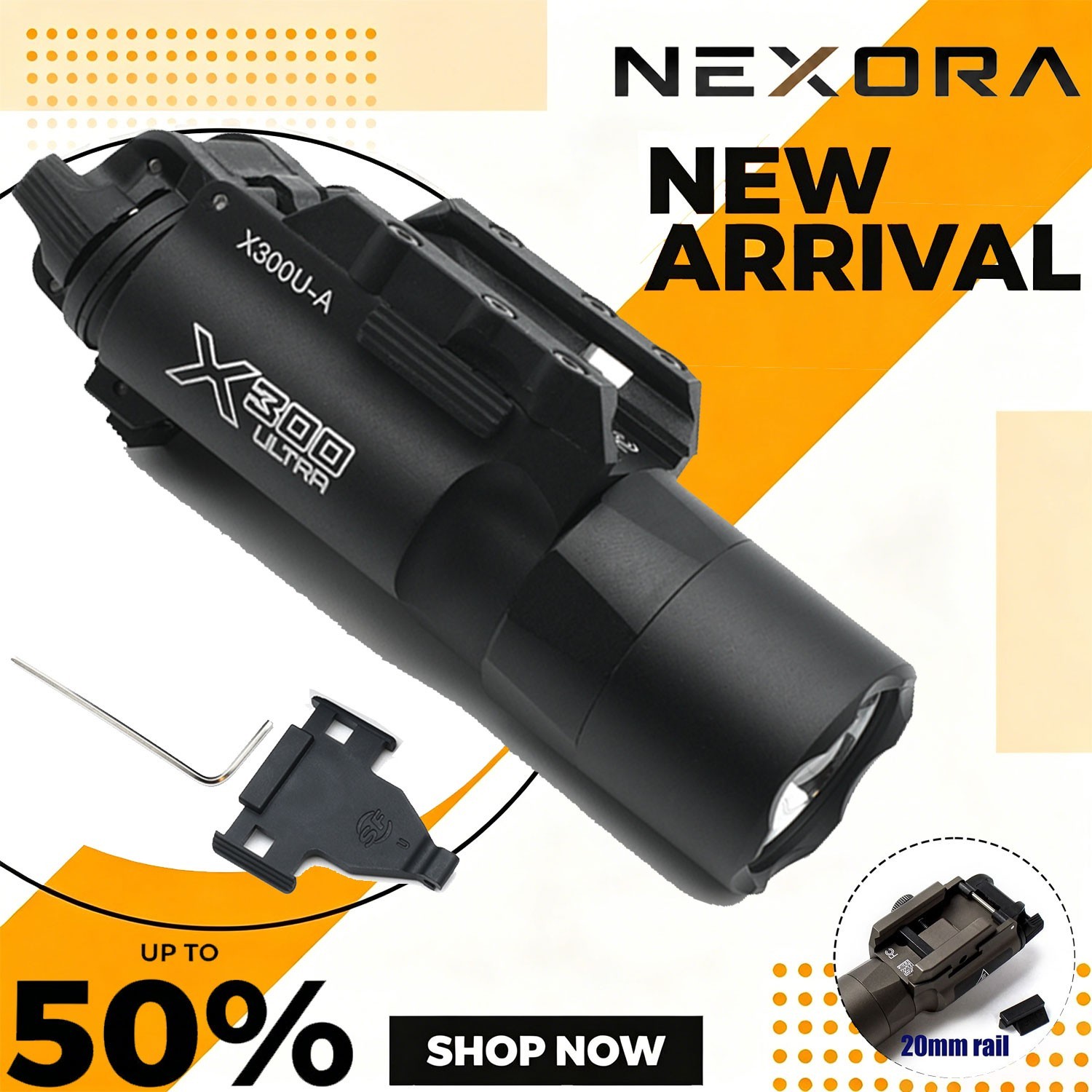 X300U Tactical 800 Lumen Pistol Tactical Strong Weapon Light Flashlight LED
