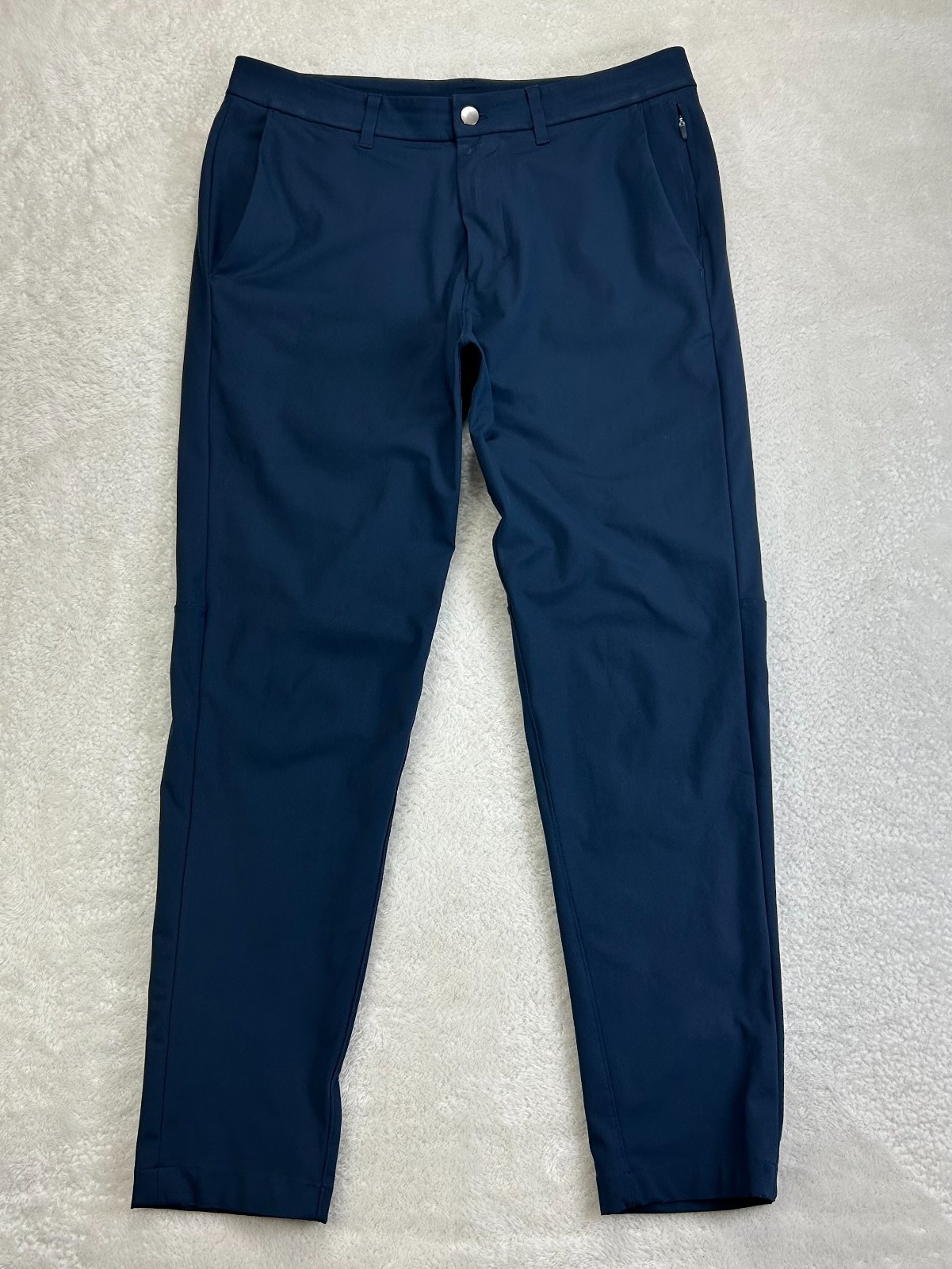 Lululemon ABC Slim Fit Chino Pants Mens 32 Navy Blue Warpstreme Zip Pocket Lululemon ABC Slim Fit Chino Pants Mens 32 Navy Blue Warpstreme Zip Pocket