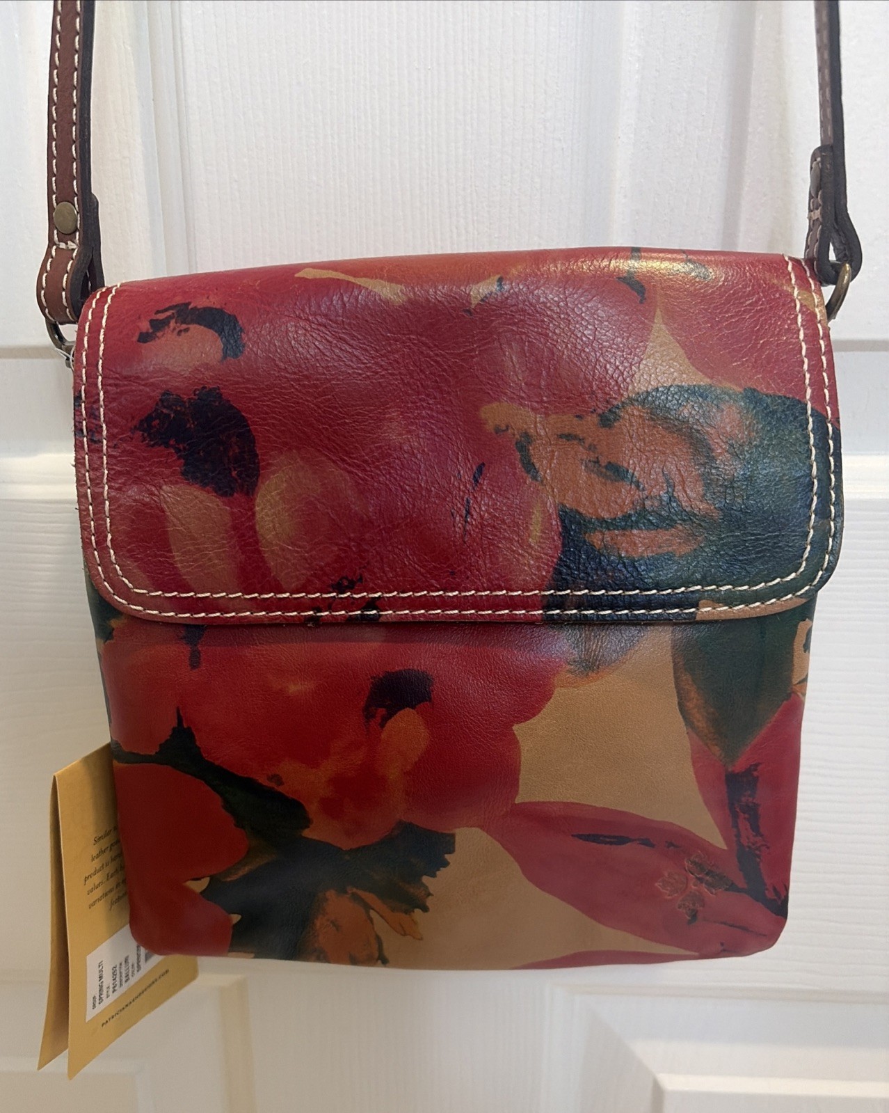 NWT Patricia Nash BALLURI Small Front Flap Leather Crossbody SPRING MULTI 