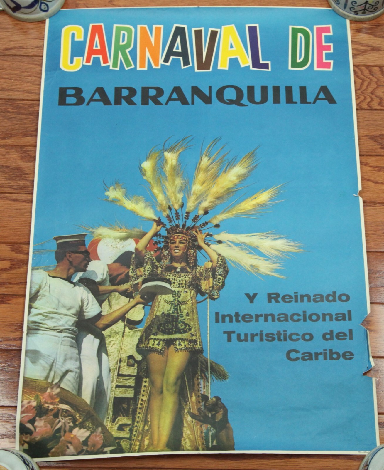 Vintage Mid Century Travel Poster Carnaval Barranquilla Colombia 19x27 Movifoto Vintage Mid Century Travel Poster Carnaval Barranquilla Colombia 19x27 Movifoto