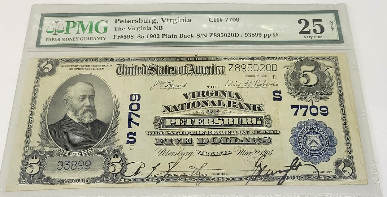 $5.00 1902 $10 National Bank Petersburg Virginia PMG Very Fine 25 Charter S 7709