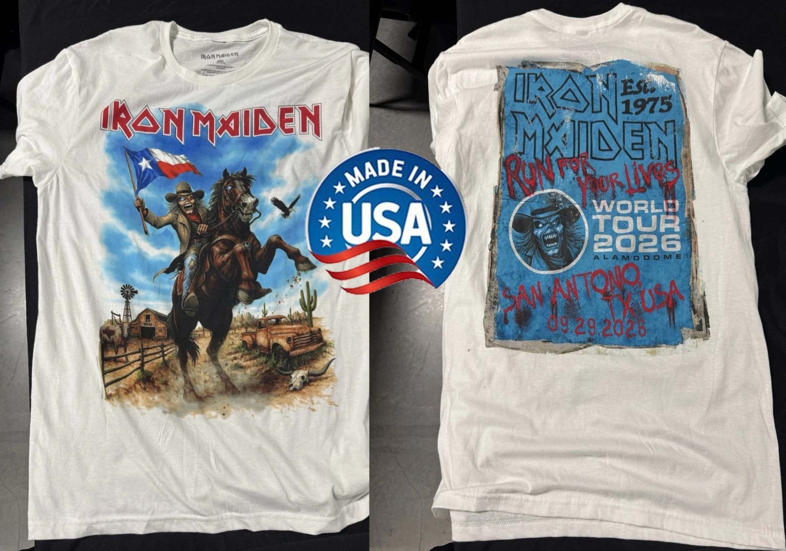 🔥HOT Iron Maiden T Shirt San Antonio, TX Alamodome 2026 Two Sided Reprint 🔥HOT Iron Maiden T Shirt San Antonio, TX Alamodome 2026 Two Sided Reprint