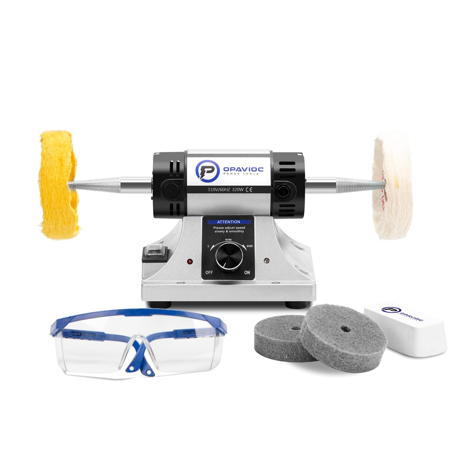 OPAVIOC Jewelry Polisher - Adjustable Variable Speed Bench Grinder Polishing OPAVIOC Jewelry Polisher - Adjustable Variable Speed Bench Grinder Polishing