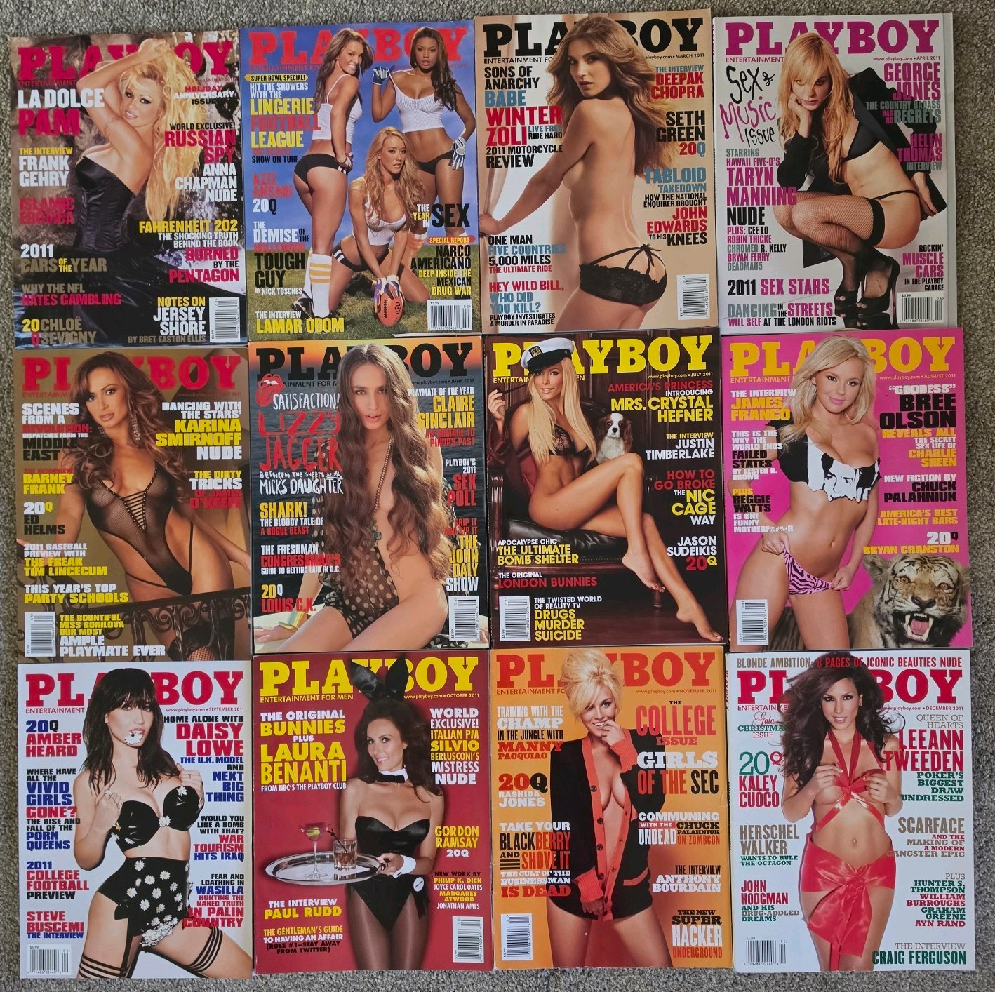 Playboy Magazine 2011 Full Year Complete Set 12 Issues Vintage Adult with Cfolds Playboy Magazine 2011 Full Year Complete Set 12 Issues Vintage Adult with Cfolds