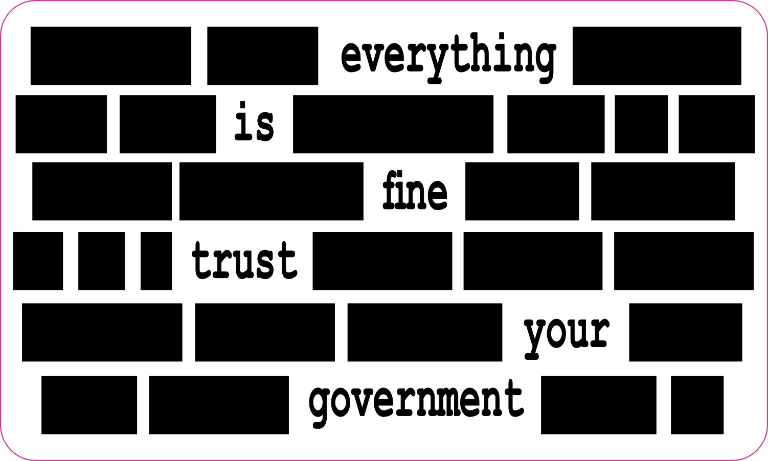 StickerTalk Everything Fine Trust Government Redacted Vinyl Sticker 5x3