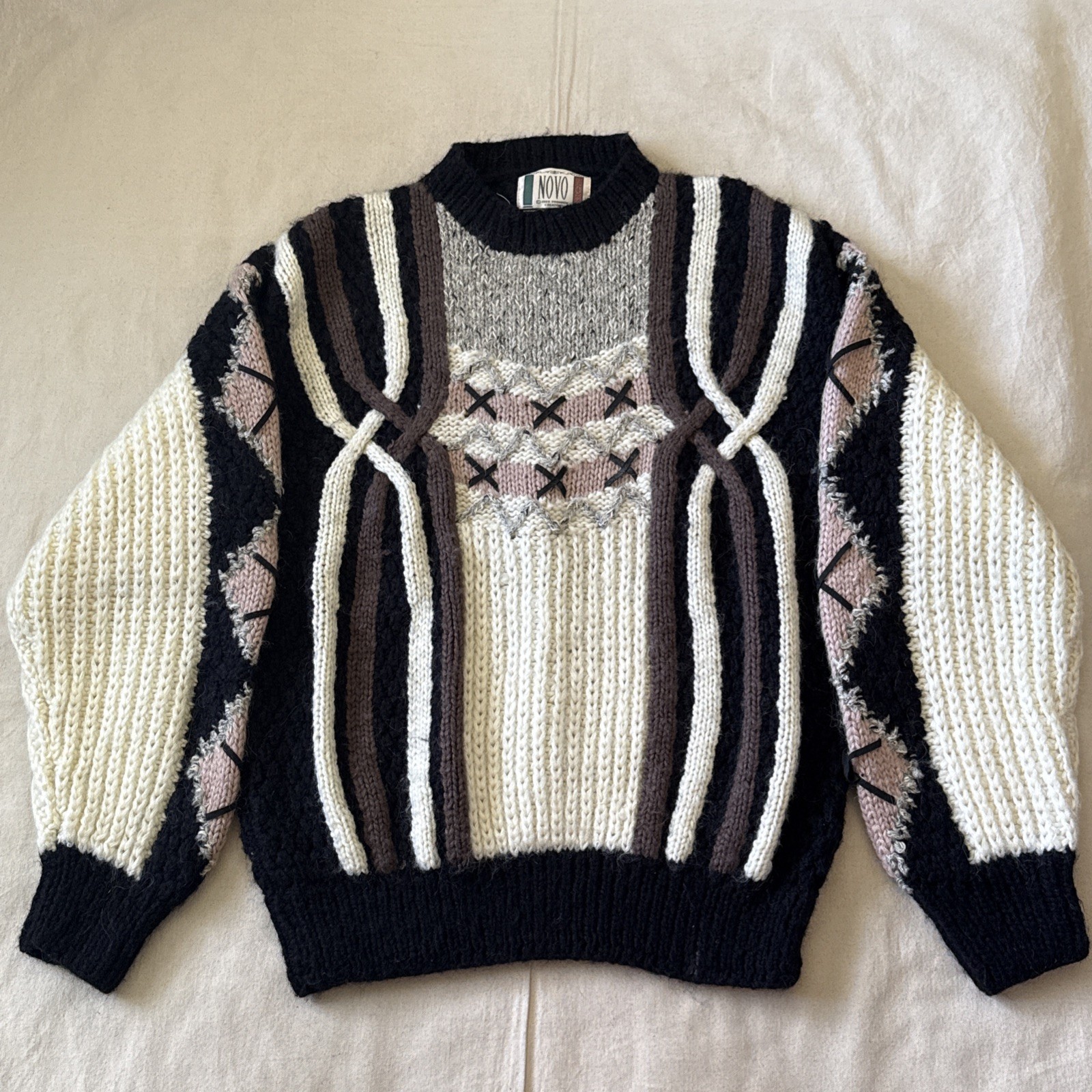 Rare Mohair Blend NOVO 1980s Vintage 3D Knit Sweater Size XL Rare Mohair Blend NOVO 1980s Vintage 3D Knit Sweater Size XL