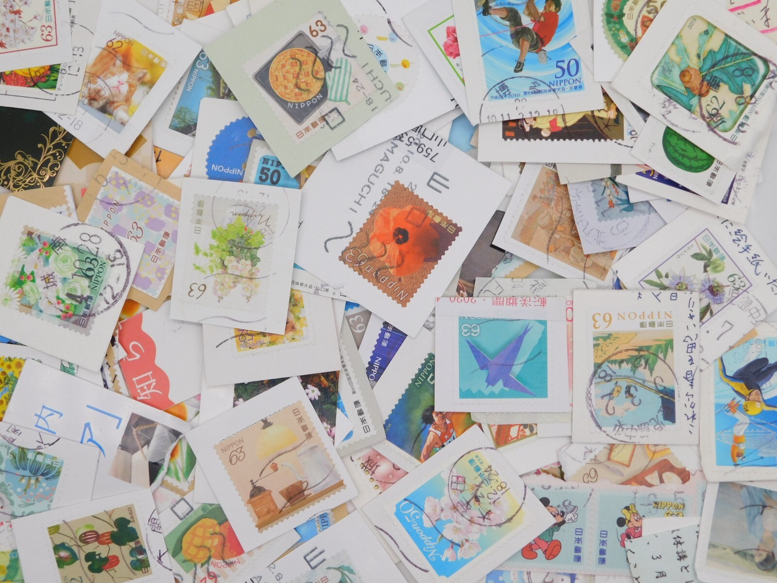 STAMP JAPAN 2025-14 LOW VALUE 63 62 52 50yen 1000pcs 300g lot ON paper kiloware STAMP JAPAN 2025-14 LOW VALUE 63 62 52 50yen 1000pcs 300g lot ON paper kiloware