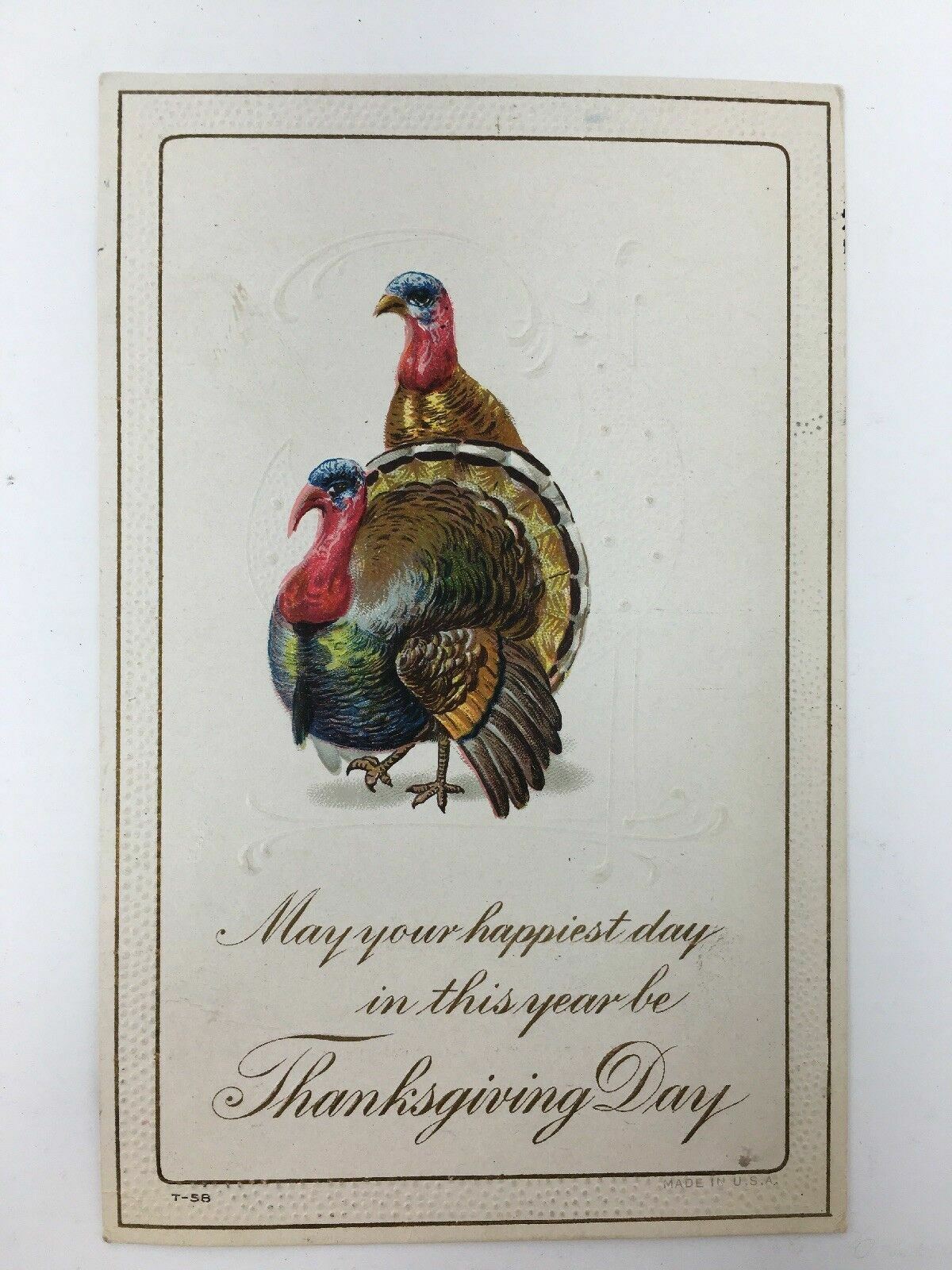 c. 1915 Thanksgiving Day Postcard Turkey Turkeys Embossed c. 1915 Thanksgiving Day Postcard Turkey Turkeys Embossed