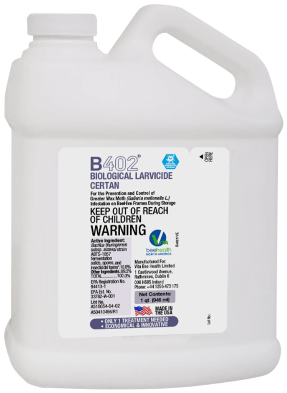 Certan B402 - Controls Wax Worm Larvae in Stored Honey Bee Comb Frames (32 OZ)
