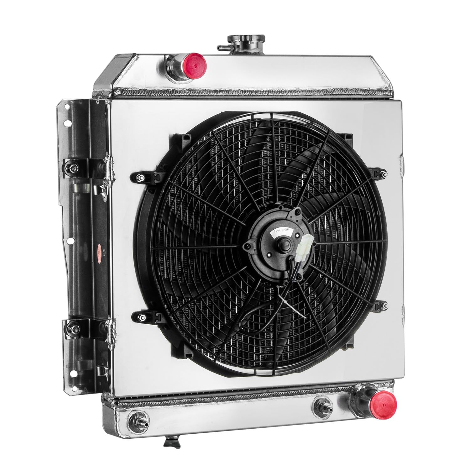 for Chevy 1958 Impala Caprice Belair 4.6l V8 3 Row Aluminum Radiator Shroud Fan