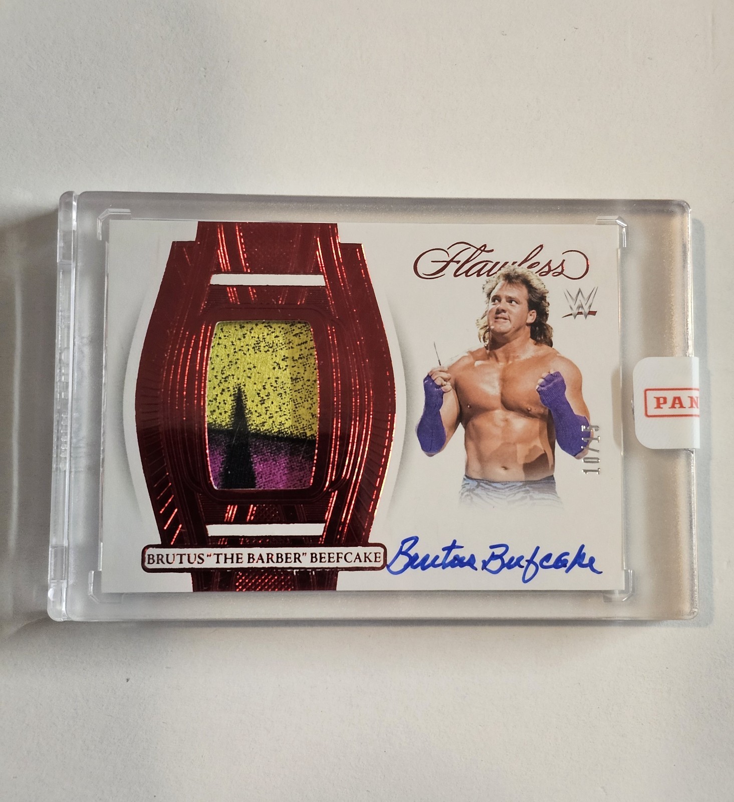 2024 Flawless WWE Brutus The Barber Beefcake Patch ON CARD Auto Ruby #'d 10/15 ✨ 2024 Flawless WWE Brutus The Barber Beefcake Patch ON CARD Auto Ruby #'d 10/15 ✨