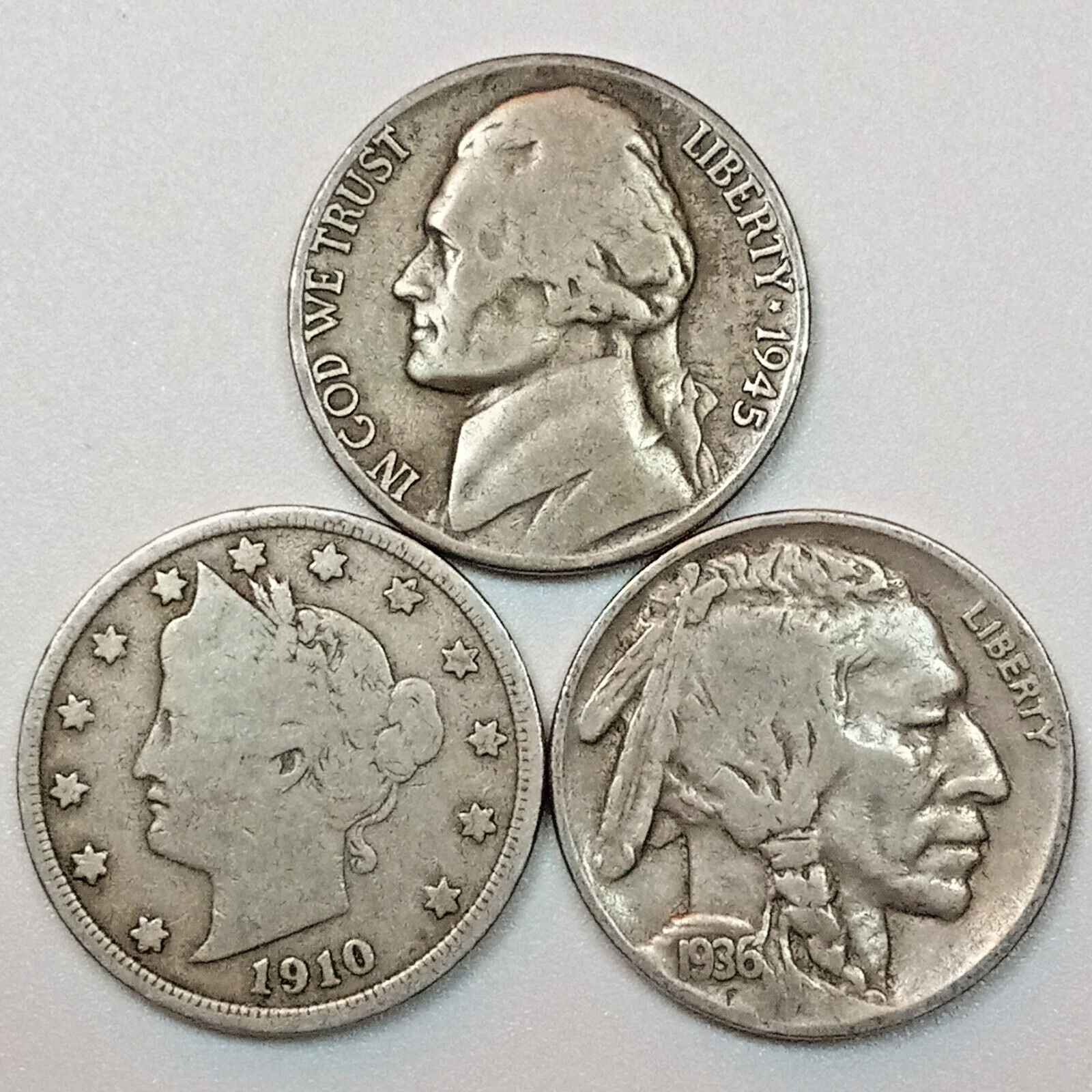 US COINS- Silver WW2 Nickel, Liberty Nickel, Buffalo Nickel- 3 Coin Set- NO JUNK US COINS- Silver WW2 Nickel, Liberty Nickel, Buffalo Nickel- 3 Coin Set- NO JUNK