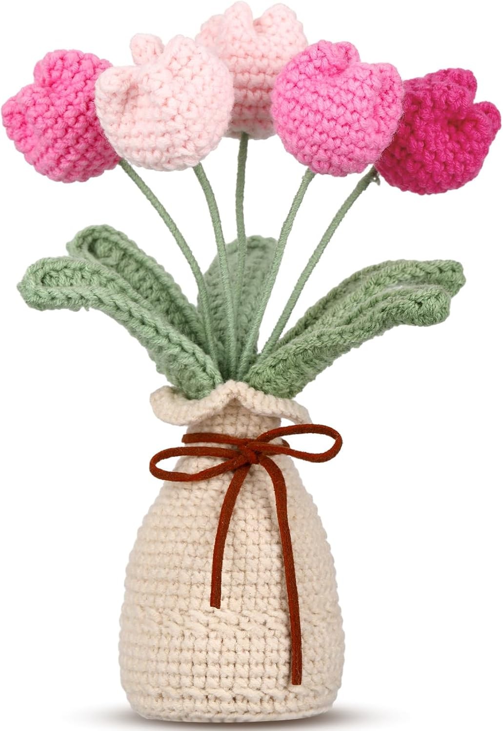 Crochet Knitting Tulip Bouquet with Vase 7 Crochet Knitting Tulip Bouquet with Vase 7