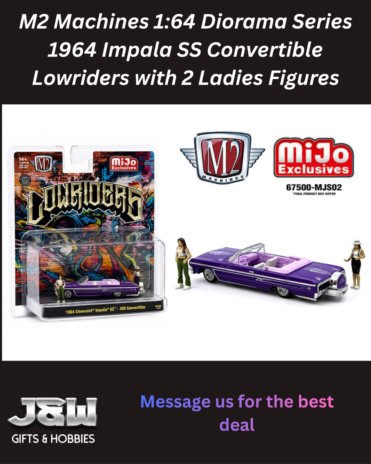 M2 1964 Impala SS Convertible Lowriders with 2 Ladies Figures 67500-MJ02 1/64
