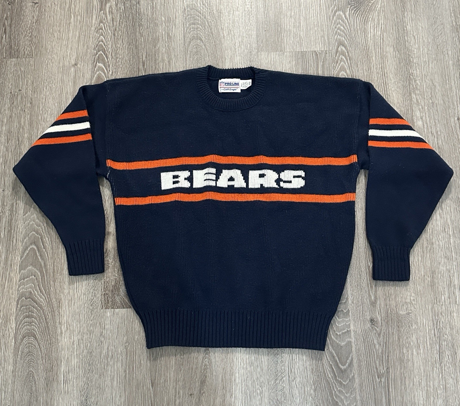 VINTAGE Cliff Engle Chicago Bears XL Sweater Mike Ditka NFL See Measrment 80s