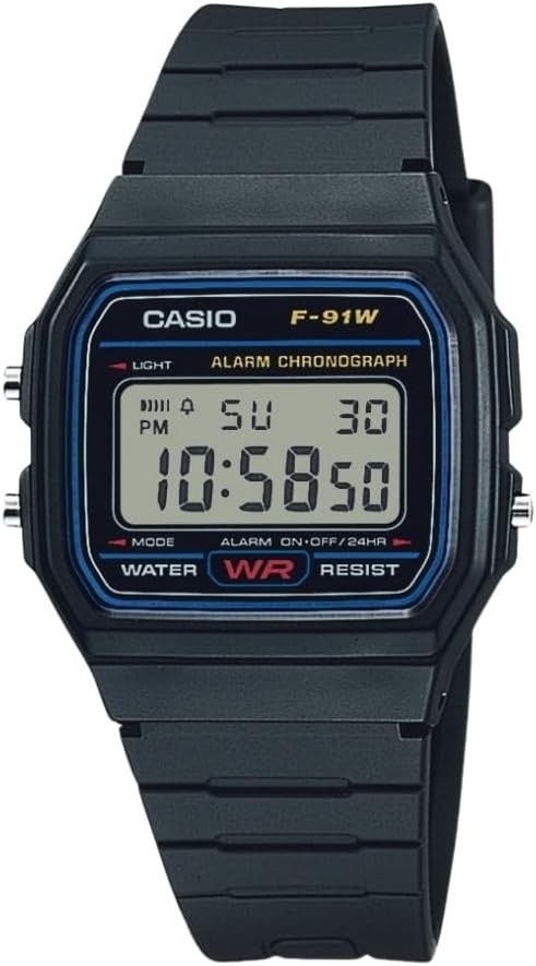 Casio F91W-1, 7 Year Battery Chronograph Watch, Black Resin Strap, Alarm, NEW Casio F91W-1, 7 Year Battery Chronograph Watch, Black Resin Strap, Alarm, NEW
