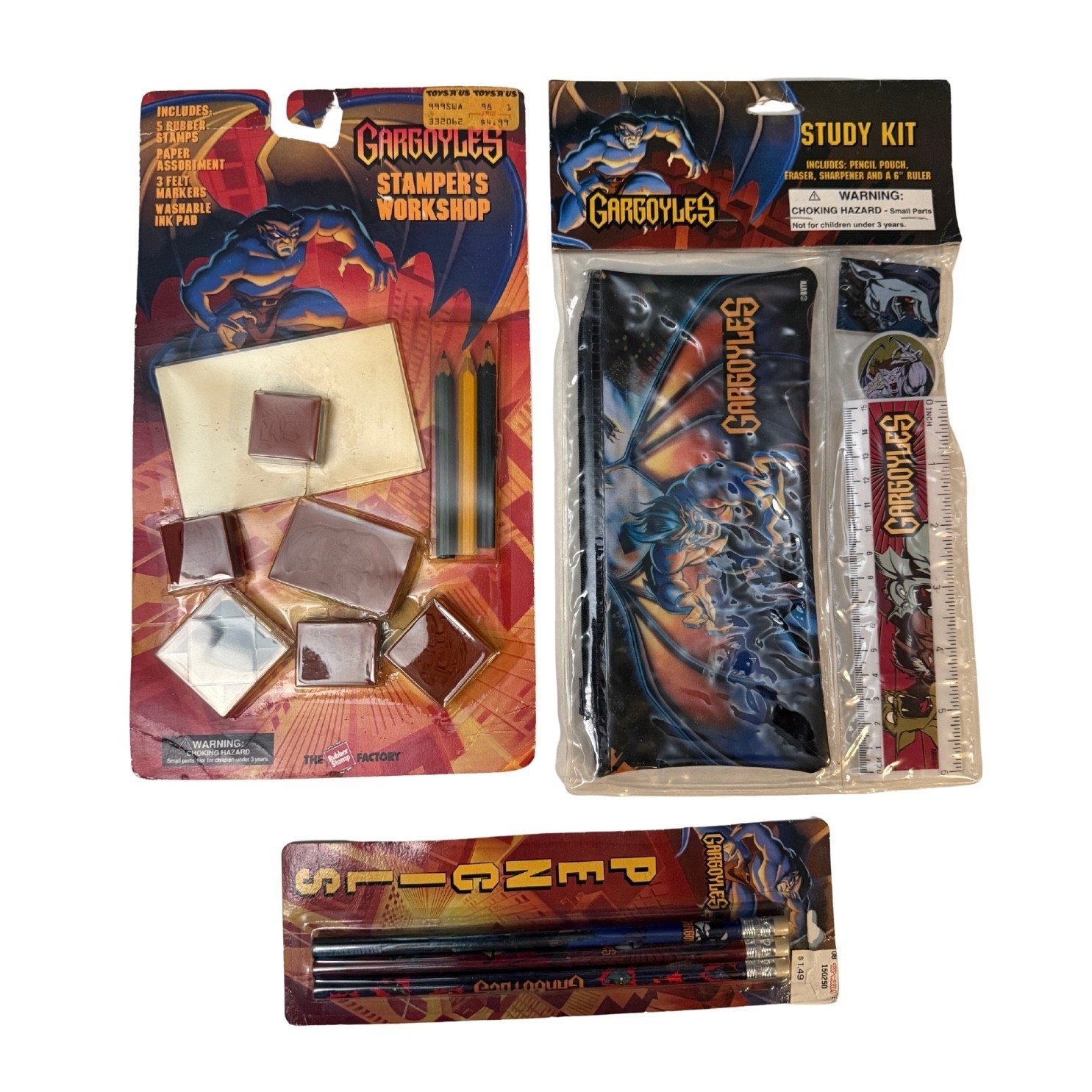 Vintage Disney Gargoyles School Supplies Lot Stamps Study Kit Pencils 1990s