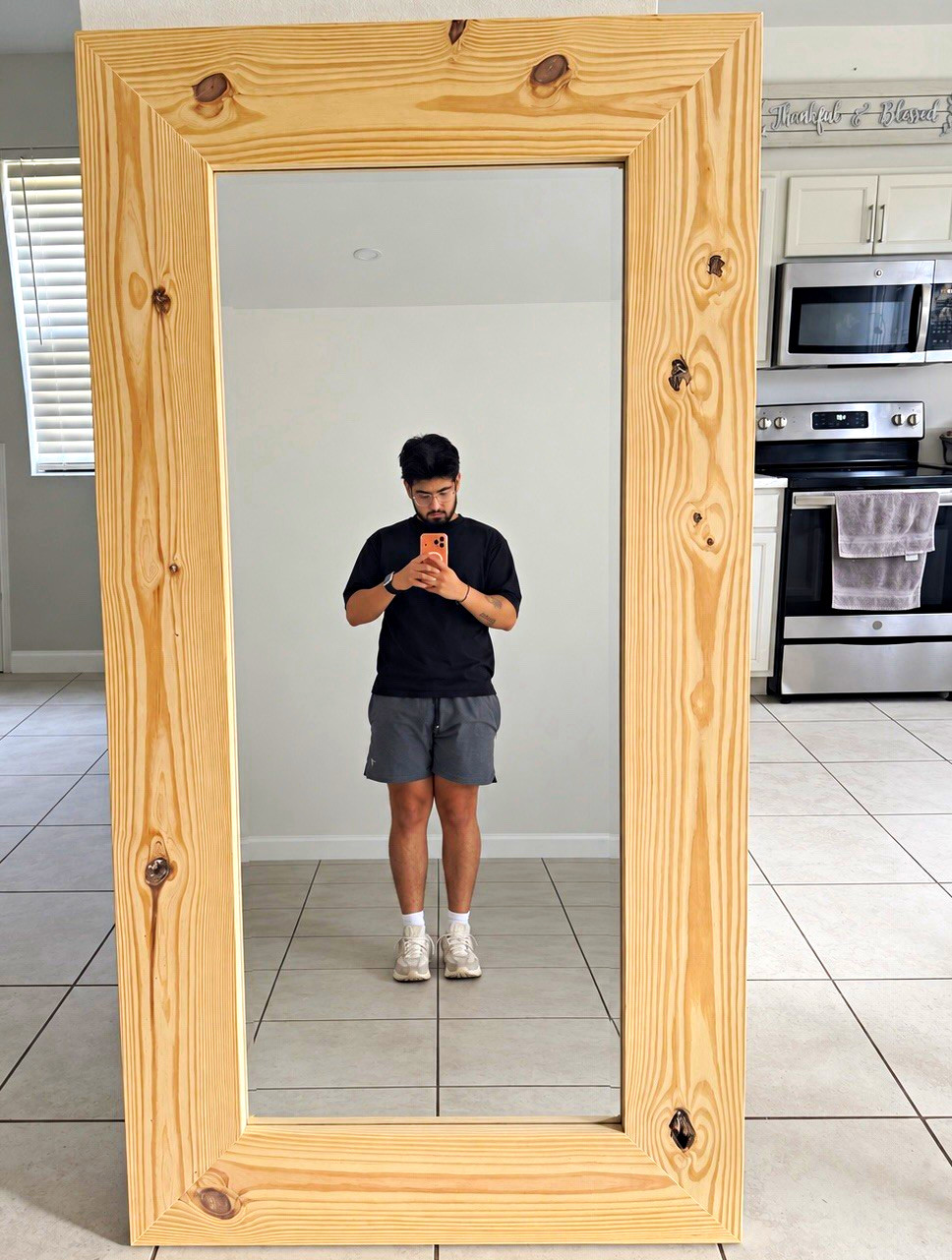 Large Handcrafted Solid Wood Mirror – 62” × 38” Large Handcrafted Solid Wood Mirror – 62” × 38”