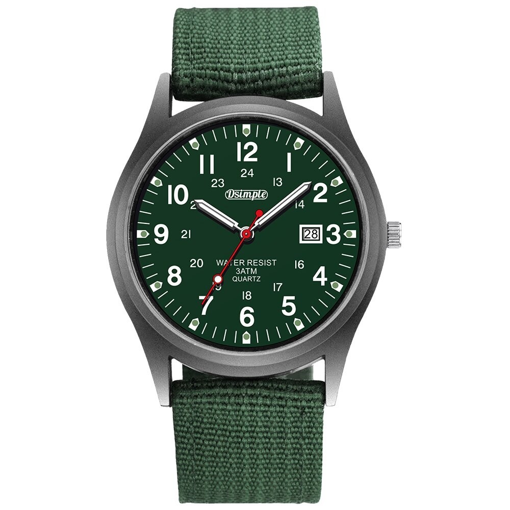 Men's Military Army Luminous 24 Hours Dial Nylon Strap Date Quartz Wrist Watch