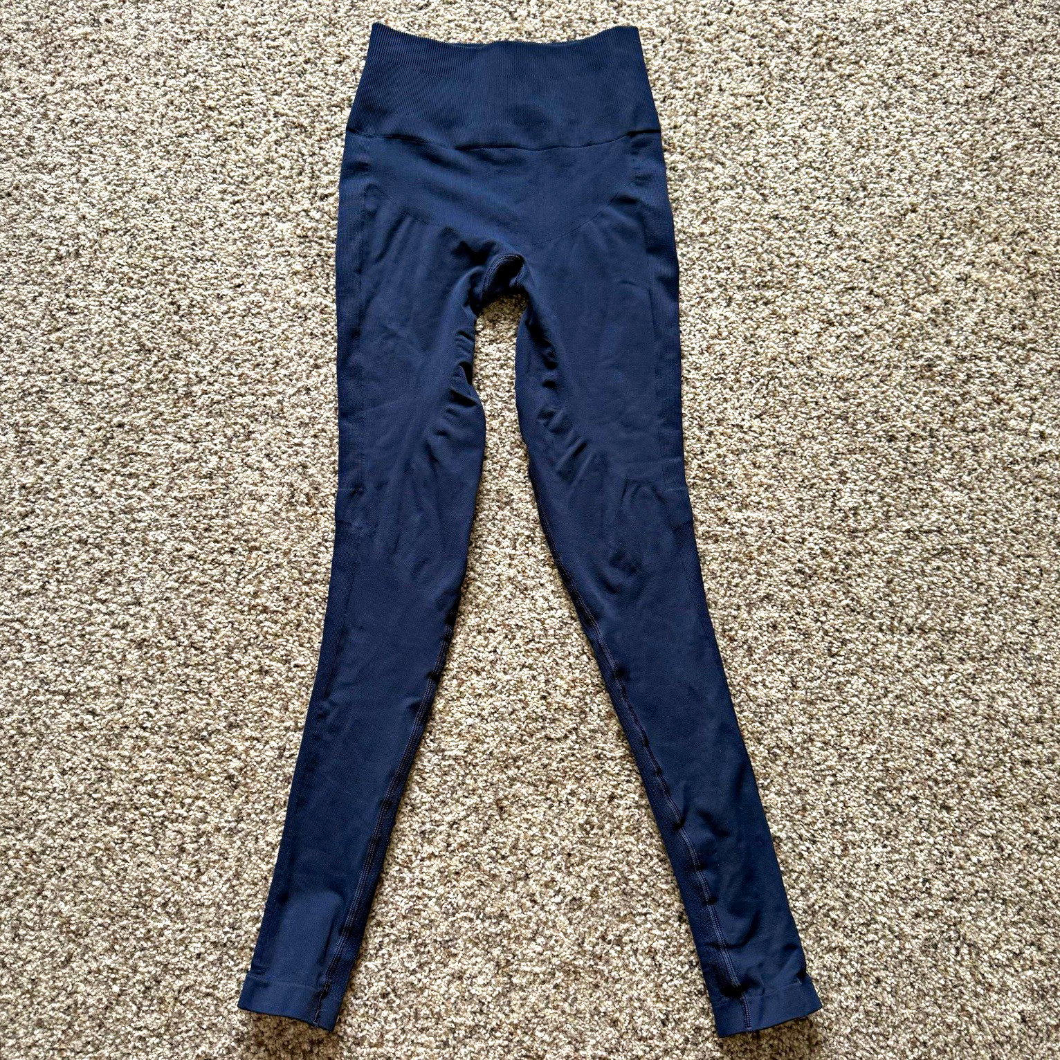 lululemon athletica Women\'s Blue Ankle Leggings Stretch Knit Logo lululemon athletica Women\'s Blue Ankle Leggings Stretch Knit Logo