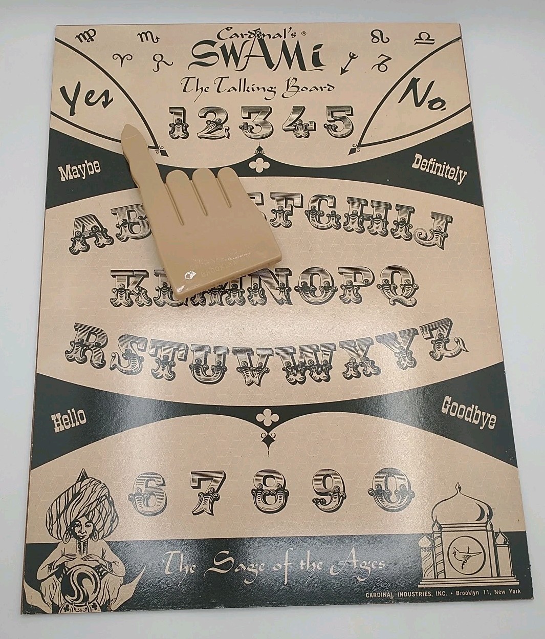 Rare 1940s Cardinal’s SWAMI Talking Board Ouija w Hand Planchette Box Vintage