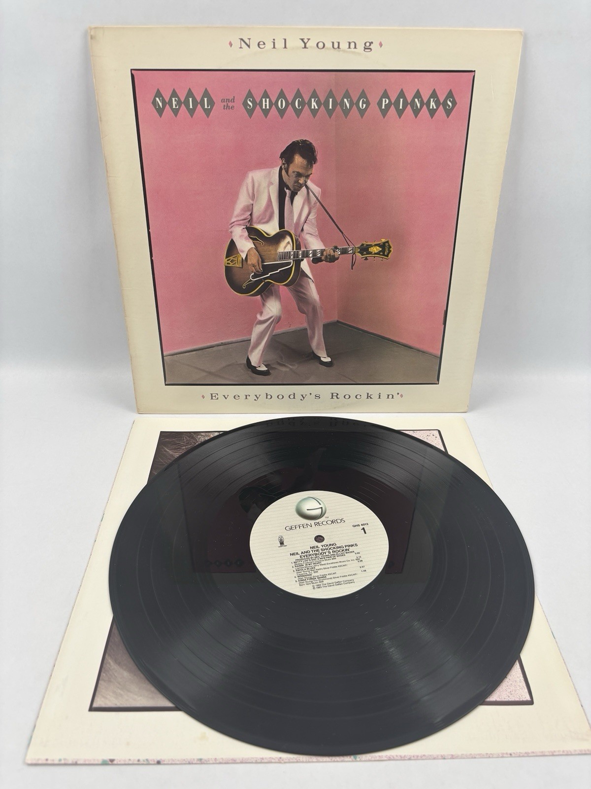 Neil Young Shocking Pinks Everybody\'s Rockin\' Vinyl LP 1983 Geffen GHS 4013 Neil Young Shocking Pinks Everybody\'s Rockin\' Vinyl LP 1983 Geffen GHS 4013