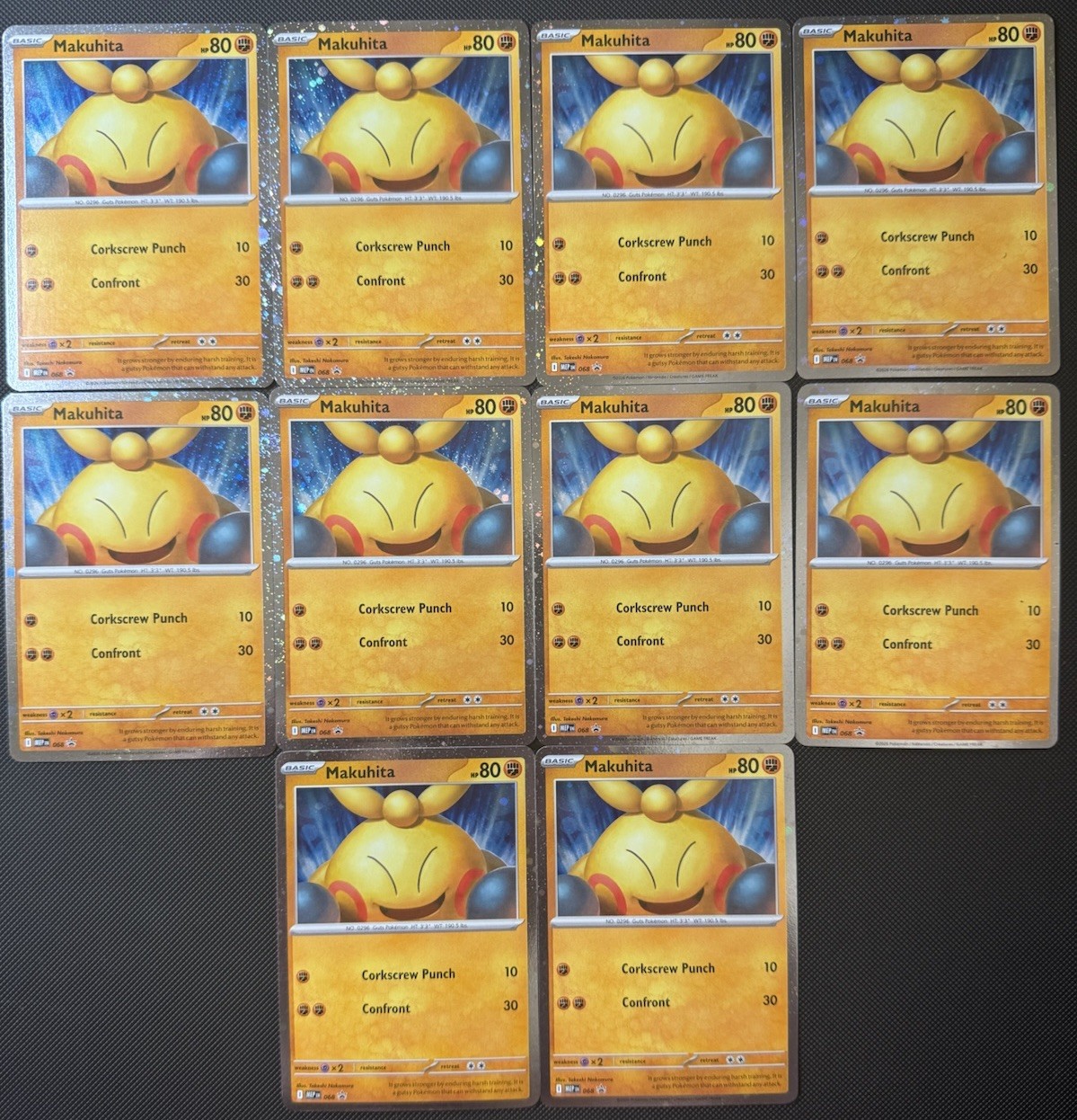 Pokémon TCG Makuhita MEG 068 Black Star Promo Lot of 10 Cards - Cosmo Holo NM Pokémon TCG Makuhita MEG 068 Black Star Promo Lot of 10 Cards - Cosmo Holo NM