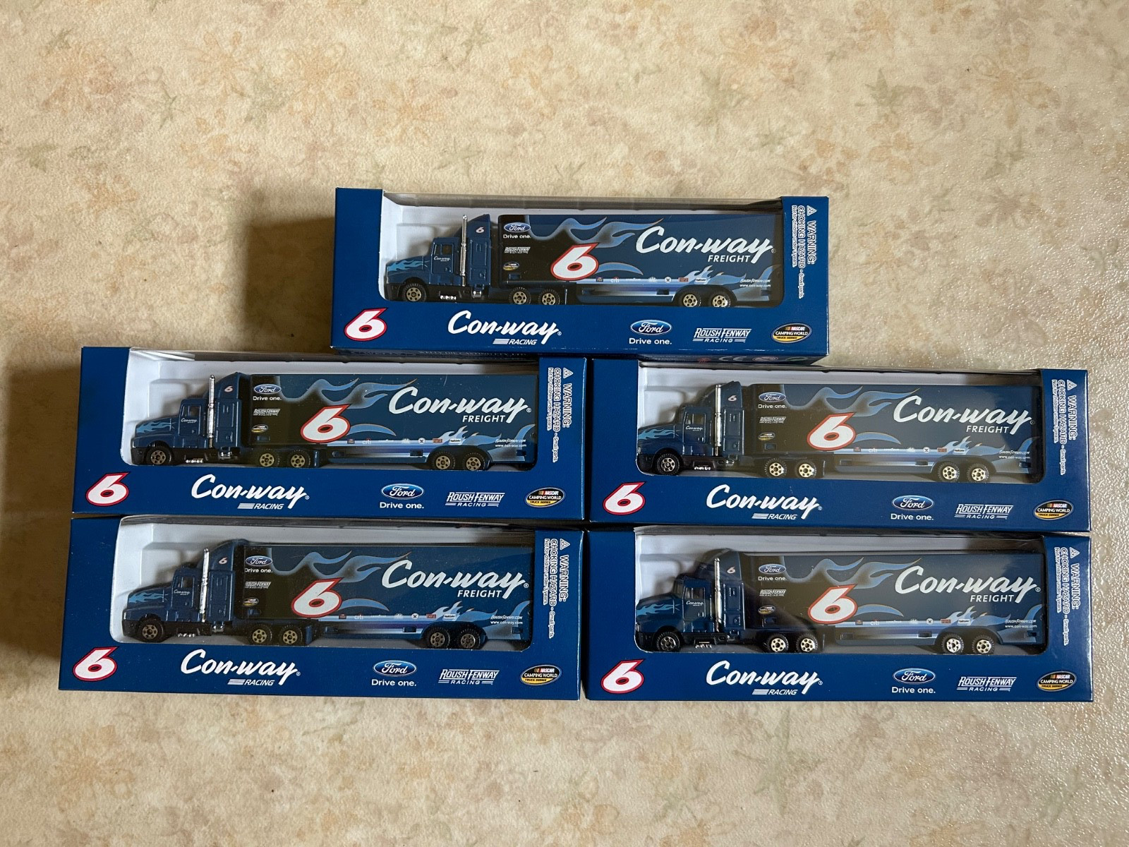 Lot of Five (5) Welly diecast Con-way Racing 6 Roush Fenway Trucks NIB Lot of Five (5) Welly diecast Con-way Racing 6 Roush Fenway Trucks NIB