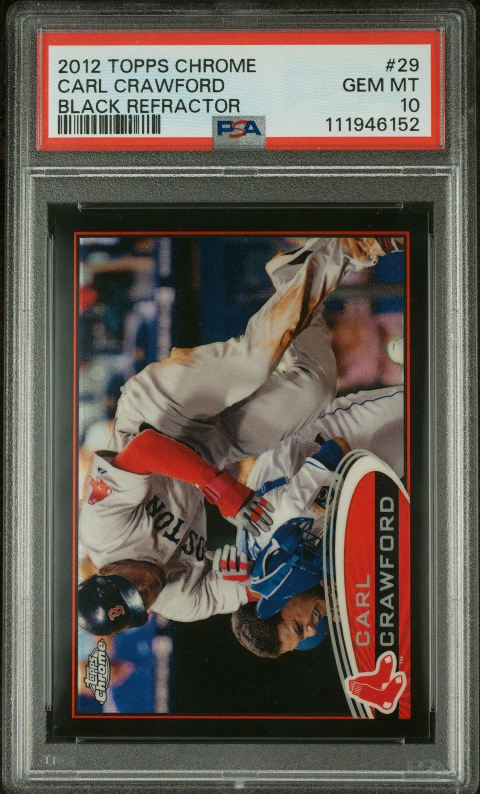 2012 Topps Chrome - Carl Crawford #29 Black Refractor 42/100 PSA 10 2012 Topps Chrome - Carl Crawford #29 Black Refractor 42/100 PSA 10