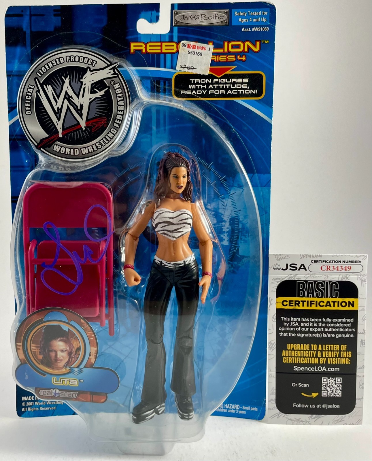 WWE Lita Signed WWF Jakks Rebellion Wrestling Figure Authentic Autograph JSA COA WWE Lita Signed WWF Jakks Rebellion Wrestling Figure Authentic Autograph JSA COA