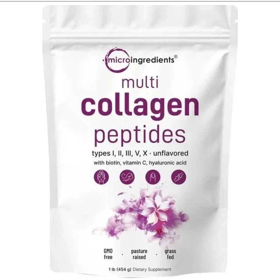 Micro Ingredients Multi Collagen Peptides–TypesI,II,III,V,X,1lb for Skin & Joint Micro Ingredients Multi Collagen Peptides–TypesI,II,III,V,X,1lb for Skin & Joint