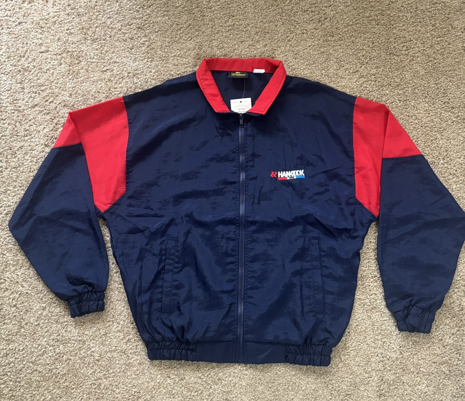 Vintage K-Products Hankook Tire Embroidered Logo Navy/Red WindBreaker Jacket L Vintage K-Products Hankook Tire Embroidered Logo Navy/Red WindBreaker Jacket L
