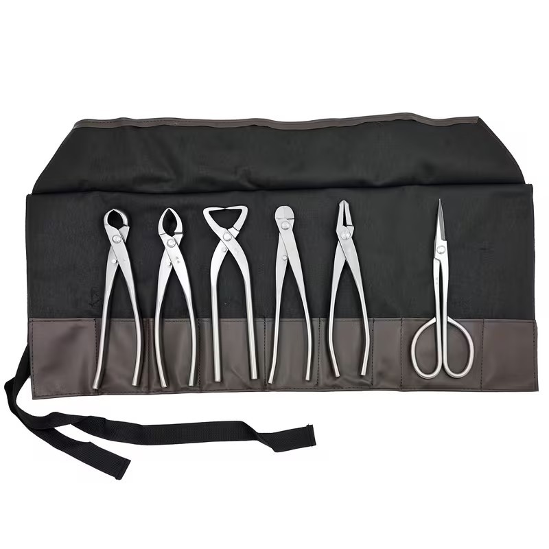 6 pcs Stainless Bonsai tool set + bag concave wire jin knob shears high quality 6 pcs Stainless Bonsai tool set + bag concave wire jin knob shears high quality