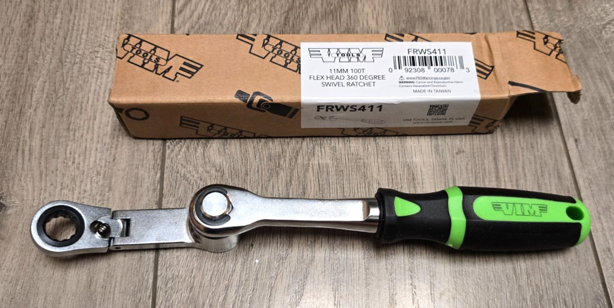 VIM Tools FRWS411, 11mm Indexing, Reversible, Flex Dual Drive Socket Ratchet