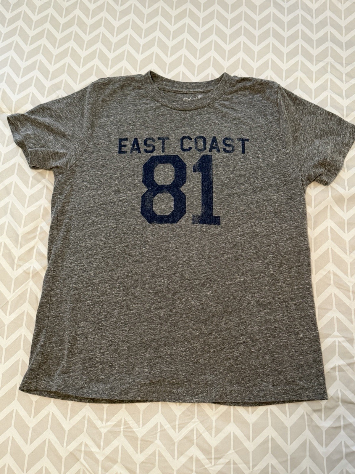Retro Brand Women’s Juniors Small Heather Gray T Shirt East Coast 81 Blue