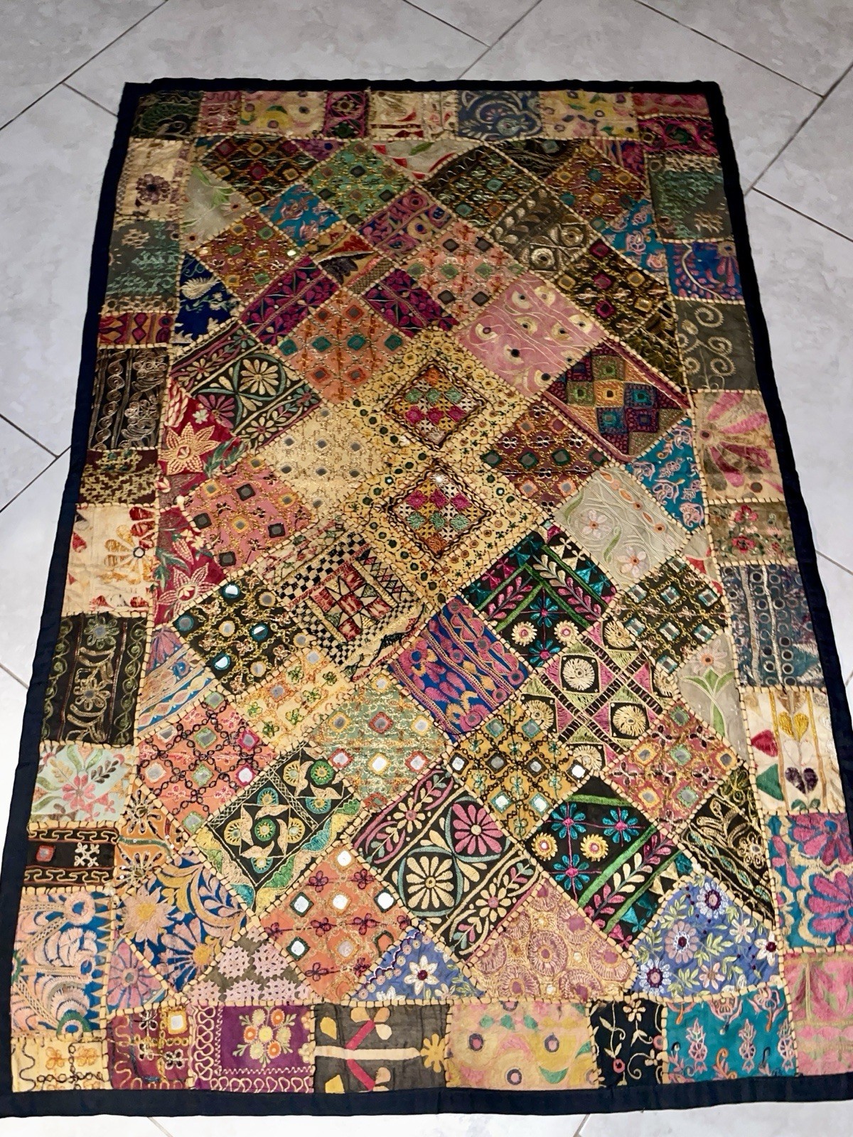 Vintage Indian Sari Patchwork Tapestry Wall Hanging - Boho Bohemian 60”x44” Vintage Indian Sari Patchwork Tapestry Wall Hanging - Boho Bohemian 60”x44”