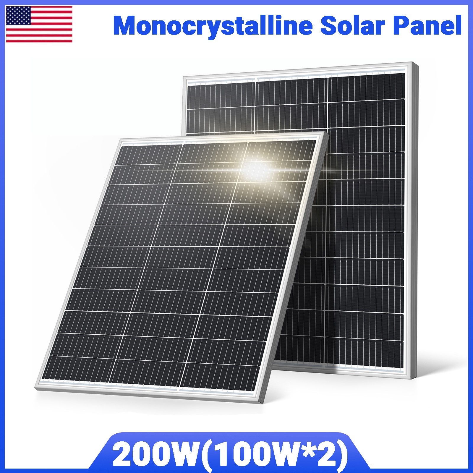 200W 400W 2Pack Solar Panel Battery Charger Mono Power RV Home Off-Grid PV Camp