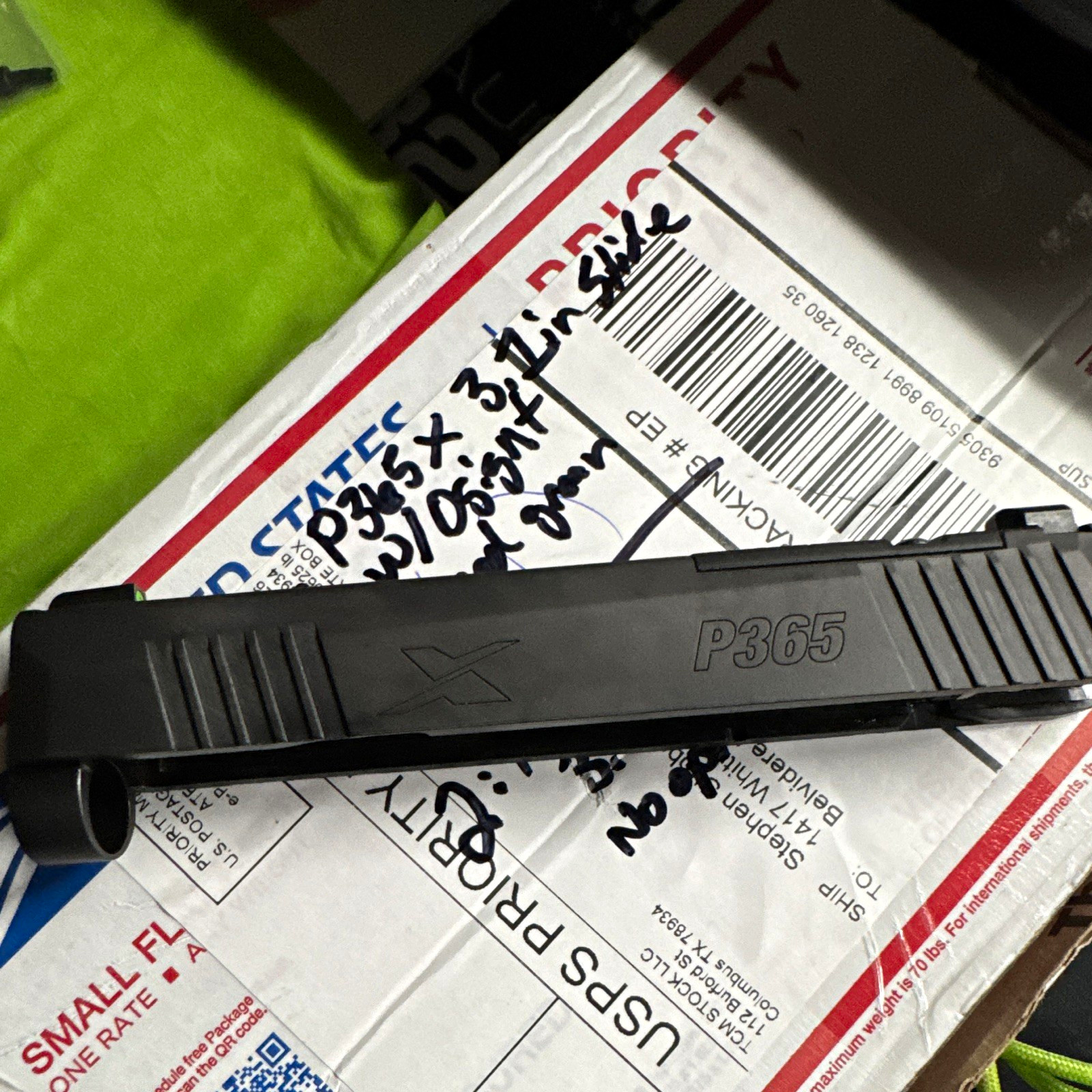 SIG SAUER P365/P365X Black Steel Slide Assembly 9mm Luger w/ Night Sight