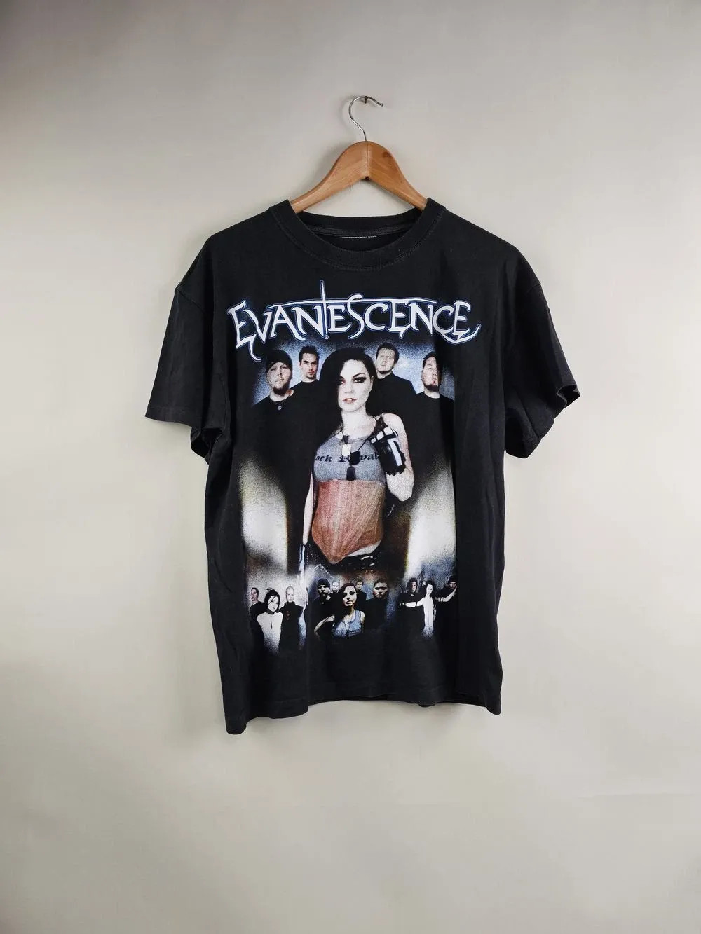 Vintage 2003 Evanescence Fallen Band Graphic Black Tshirt Reprint S-5XL KH11636