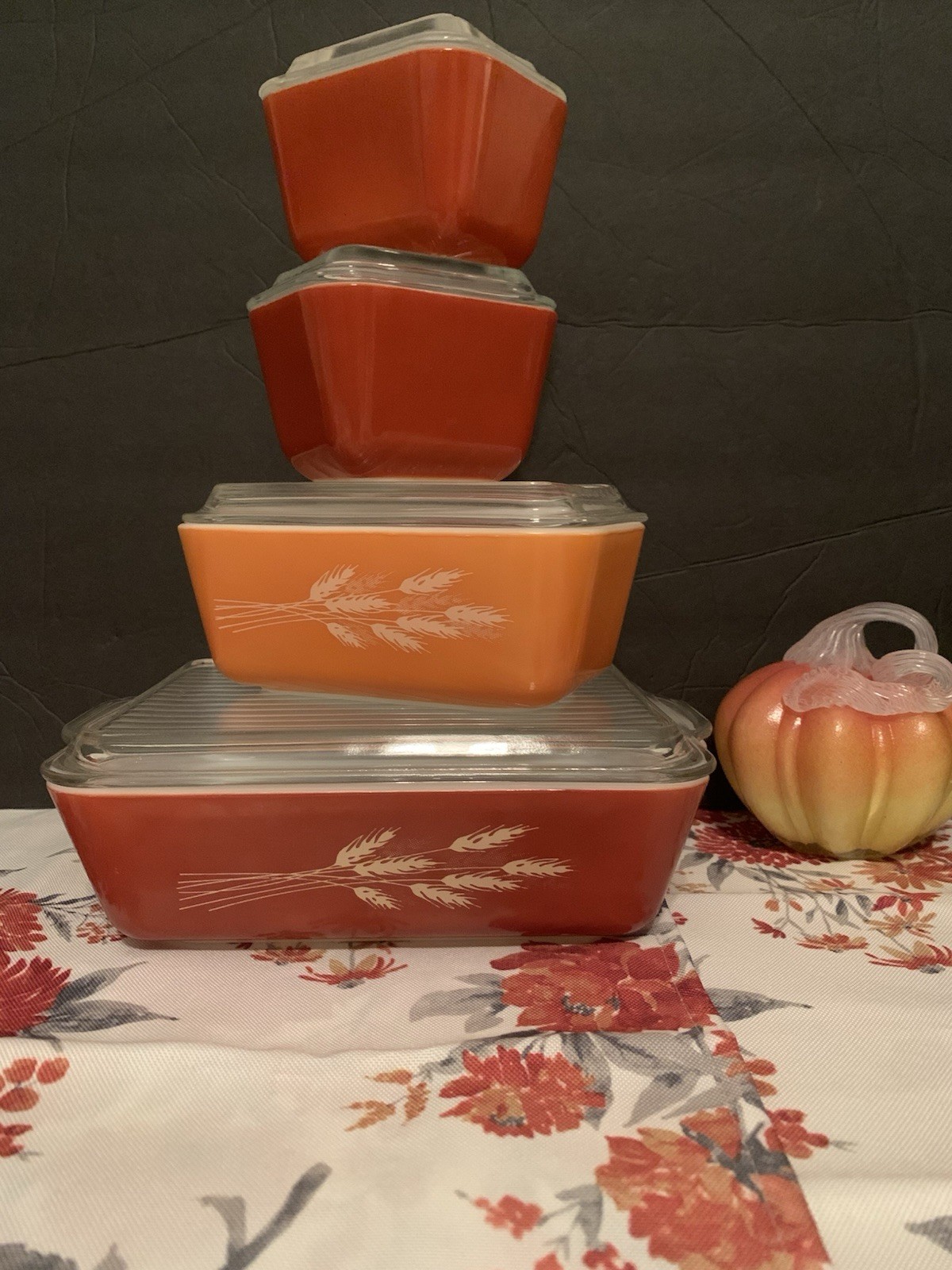 Vtg HTF Pyrex Autumn Harvest Wheat Refrigerator Dish  Set 501 502 503 VGVC 8 Pcs