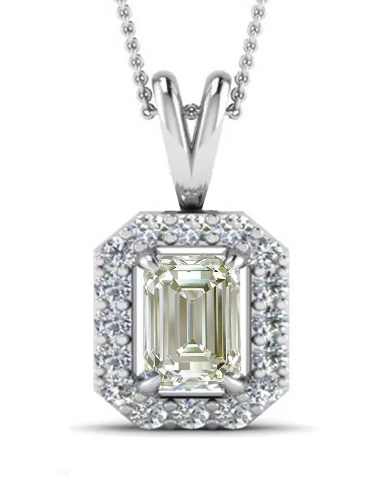 RARE 4.40 Ct Certified Off White Treated Diamond Solitaire Pendant in 925 Silver