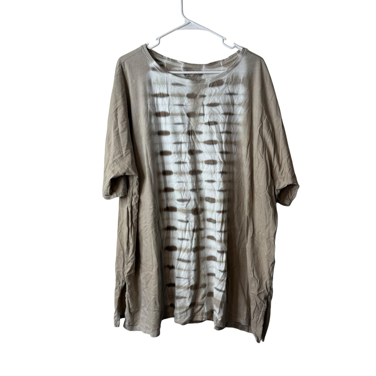 Pure J Jill Brown Tie Dye Boatneck Elbow Sleeve Tunic Blouse Plus Size 3X Pure J Jill Brown Tie Dye Boatneck Elbow Sleeve Tunic Blouse Plus Size 3X