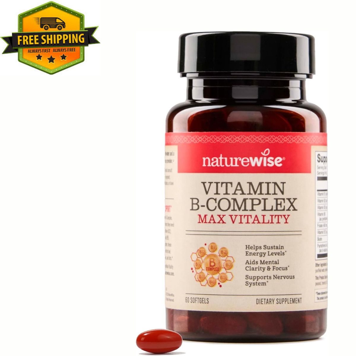 Complejo de Vitamina B para Mujer Y Hombre con Biotina B1 B2 B3 B6 B12 60uds