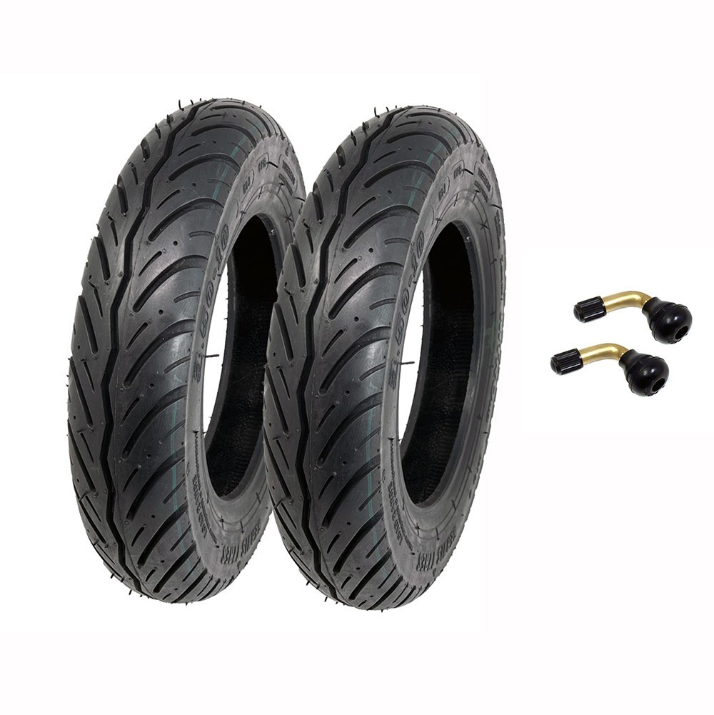 MMG Scooter Tire Set 3.50-10 with valves, Tubeless Street All Weather Tread DOT