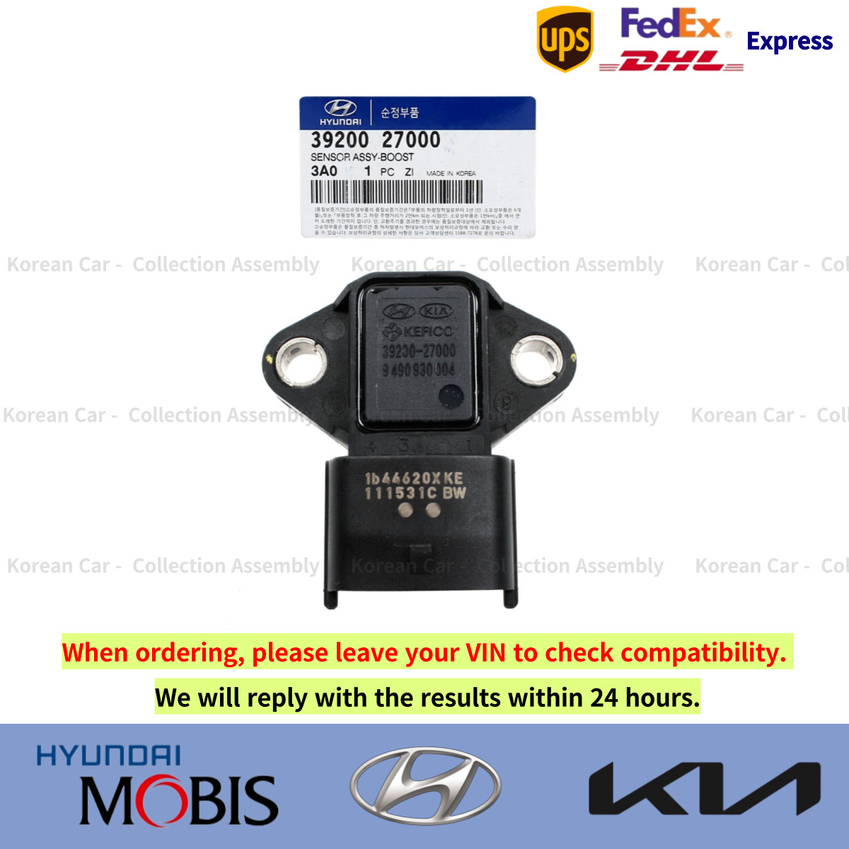 3920027000 Genuine Boost Sensor for Hyundai Genesis Coupe 2.0L Turbo 2010-2012