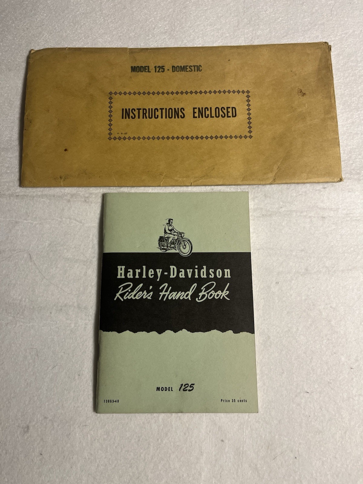 Vintage 1948 Harley Davidson Model 125 Riders Handbook Manual w/ Envelope OEM Vintage 1948 Harley Davidson Model 125 Riders Handbook Manual w/ Envelope OEM