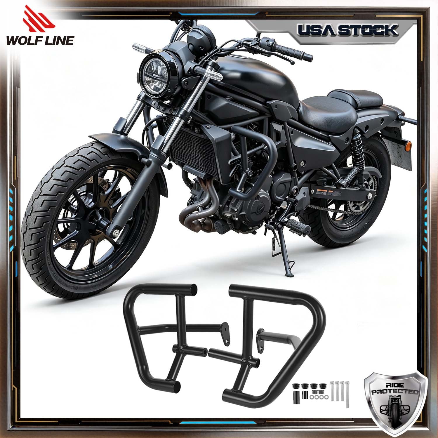 WOLFLINE Crash Bar For Kawasaki Eliminator 450/500 2024-2026 Engine Guard Cage